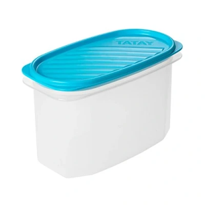 Image of TATAY Food Storage, Airtight, 1.2 L of Capacity, Flexible Pressure Lid, BPA free, Suitable Microwave and Dishwasher, Blue. Measures: 18,4 x 9,7 12,2 cm