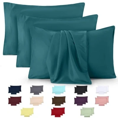 Image of Utopia Bedding Pillow Cases 4 Pack Standard Size 50x75 cm 100% Brushed Microfiber Pillowcases with Envelope Closure Wrinkle, Fade, Stain Resistant Teal