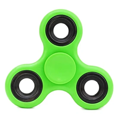Image of Toyland® Fidget Hand Spinner Stress and Anxiety Relief Assorted Colours (Lime Green &amp; Black Rings)