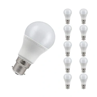 Image of Crompton Lamps LED GLS 8.5W BC B22d (60W Equivalent) 2700K Warm White Opal 806lm Bayonet B22 A60 Frosted Thermal Plastic Light Bulb