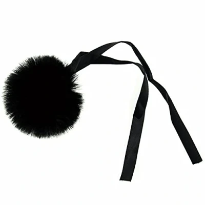 Image of Black Large 6cm Faux Fur Pom for Decorations &amp; Crafts