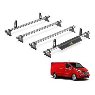 Image of Van Guard Trade Roof Rack for Vauxhall Vivaro (2014 2019) 4 Steel Bars &amp; Loadstops [Only Suitable Standard Models] UltiBar SB315
