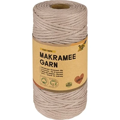Image of folia 24995 Macrame Yarn Cozy Taupe, 100% Cotton, 100 m Twisted in Diameter 3.5 mm, for Crafts and Knotting