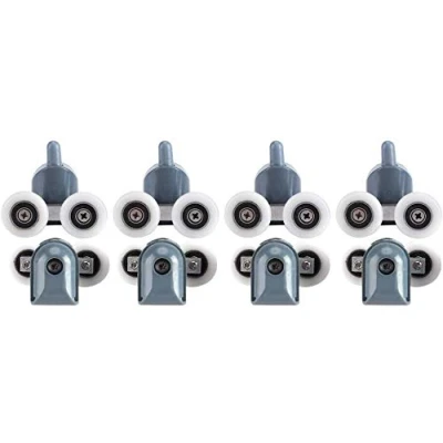 Image of TOPINCN Shower Door Rollers Twin Bottom Top Pulleys Wheels Runners Bathroom Replacement Kit Upper 8Pcs(Double Wheel)