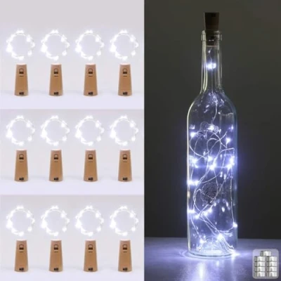 Image of Kolpop [12 Pack] Bottle Lights, Cork Lights for Wine Bottles, 2m 20 LED Copper Wire Fairy Parties, Birthday, Wedding, Christmas DIY Table Centrepieces Indoor/Outdoor Decoration(Cool White)
