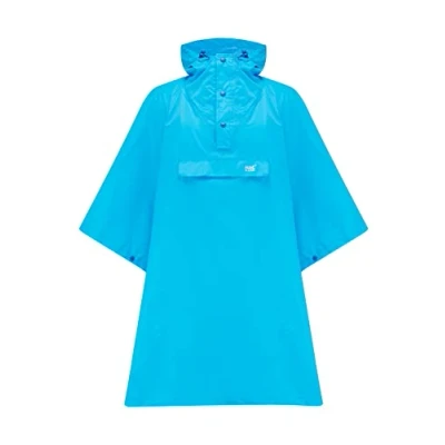 Image of Mac in a Sac Poncho Packable Waterproof Cape for Men &amp; Women Lightweight and Breathable Rain Hooded Jacket Neon Blue One Size