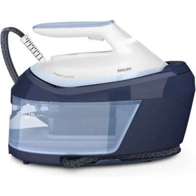 Image of Philips PerfectCare 6000 Series Steam Generator 2400W, 500g Boost, 6.5 Bar Pressure, OptimalTEMP Technology, 1.8L Tank, White/Blue (PSG6026/20)