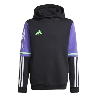 Image of adidas Performance F50 Hoodie Youth Unisex Sweatshirt for kids, Size: 9 10y, Black/purple