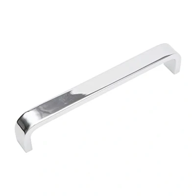 Image of Decoranddecor Sable D Shaped Aluminium Kitchen Cabinet Pull Handles 192mm Hole Center, Polished Chrome