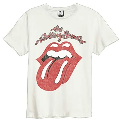 Image of Amplified Vintage Tongue T Shirt The Rolling Stones Adult Unisex (XXL) (Vintage White)