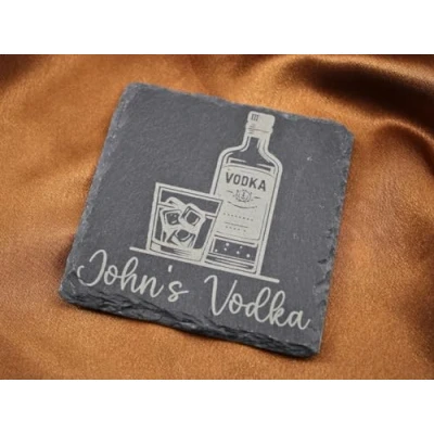 Image of Square Personalised Vodka Engraved Slate Coaster