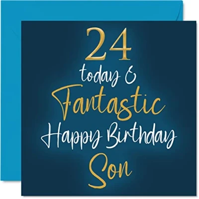 Image of Fantastic 24th Birthday Cards for Son 24 Today &amp; Happy Card from Mum or Dad, Gifts, 145mm x Greeting Gift