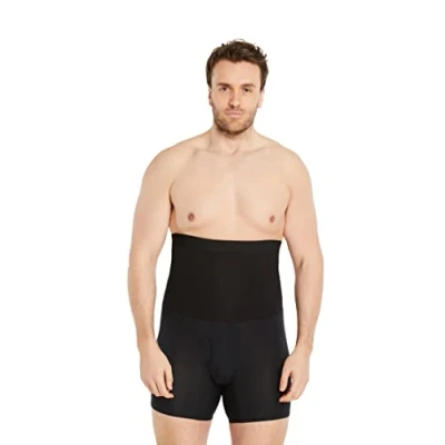 Image of FINN Men&#039;s Shapewear Boxer Briefs with Tummy Control Figure Shaping Body Shaper Compression Shorts High Waisted Girdle Pants for Men Made from Cotton Black XXL