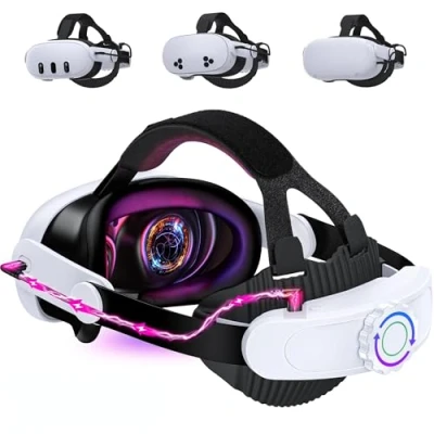 Image of HELLCOOL Head Strap with 8000mAh Battery Pack for Meta Quest 3S/Quest 2/Quest 3,Adjustable Elite Replacement Intended Strap,VR Headset Accessories Extend Playtime Reduce Pressure