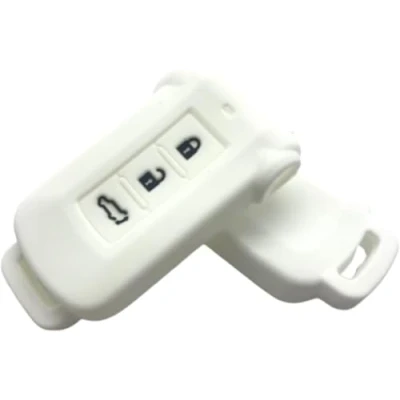Image of Nordecco Silicone Key Protective Case Fits For Mitsubishi Outlander PHEV Pajero Delica D5 2014 2017 2018 3 Button KeyLess (White)