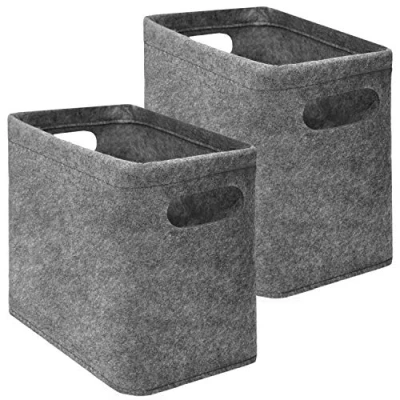 Image of DuneDesign 2x Toiletpaper Storage Felt Box Set for 8 Toilet Rolls Bathroom Decoration Case Grey
