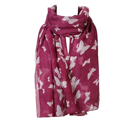 Image of London scarfs Women s fashion Butterfly Print Long Scarves floral Neck Scarf Shawl (Maroon)