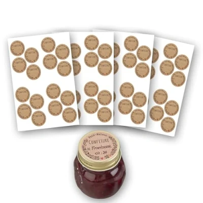 Image of AVERY Pack of 64 Homemade jam Labels, Diameter 47.5 mm