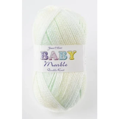 Image of James Brett Baby Marble DK Knitting Yarn Soft Double Knit Wool 100g Ball (Lemon Green &amp; White Mix BM4) by