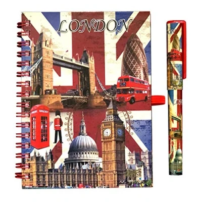Image of Union Jack Notepad Pen British Flag London Souvenir Notebook &amp; Gift Set Big Ben England Landmark Stationary Book Famous Icons UJ