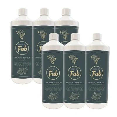 Image of Fabulosa House of Fab Luxury Fragranced Antibacterial Laundry Cleanser and Fabric Softener, Premium Sanitiser Freshener, 120 Washes, 1L, 6 Pack, Twilight Bouquet