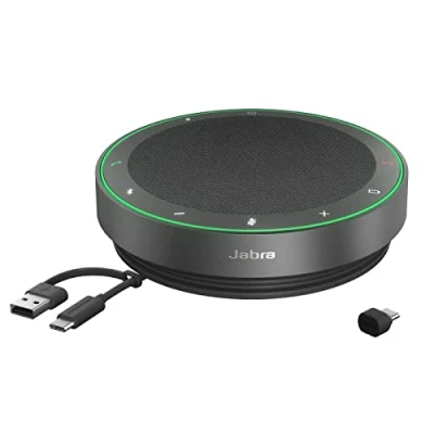 Image of Jabra Speak2 75 Wireless Bluetooth Speakerphone with USB C Adapter, 4 Noise cancelling Mics and Full range 65mm Speaker MS Teams Certified, Works Other Platforms Dark Grey