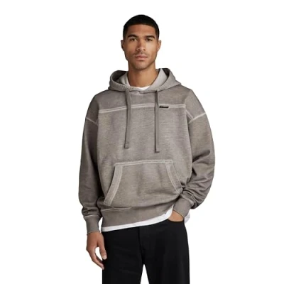 Image of G STAR RAW Men&#039;s Garment Dyed Loose Hoodie, Grey (elephant skin gd D24219 D249 G107), M