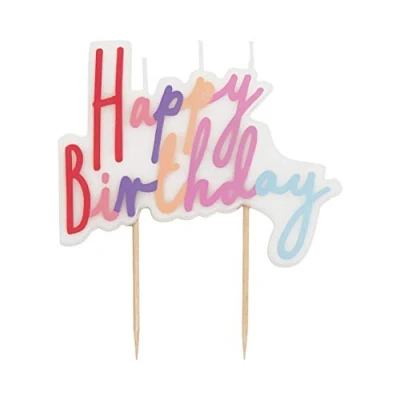 Image of Talking Tables Pretty Pink Happy Birthday Candle Cake Topper, Pastel Colour, Large