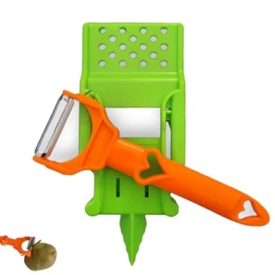 Image of Multifunctional Single Blade Peeler Lemon Squeezer Spiral Potato Peeler, 3 in 1 Multi for Kitchen, Kitchenware Set