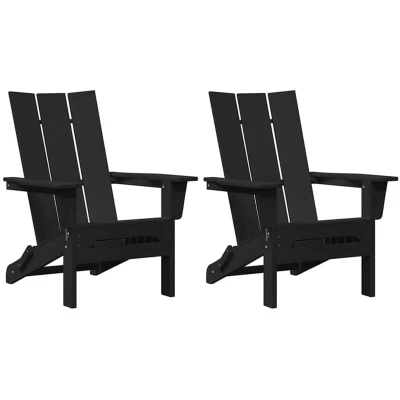 Image of vidaXL Foldable Adirondack Chairs 2 pcs Black 74.5x80.5x90 cm HDPE