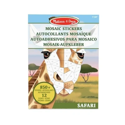 Image of Melissa &amp; Doug Mosaic Stickers Safari Animals Activity Pad Sticker Book 3+ Gift for Boy or Girl