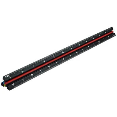 Image of Faithfull FAIRULETECNC Prestige Tri Scale Engineer Rule Black Aluminium 300mm (12in)