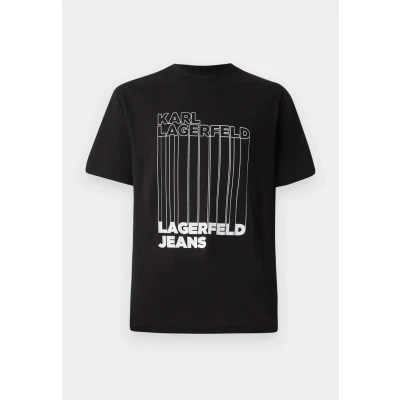 Image of Karl Lagerfeld Jeans Barcode TEE Print Tshirt, Men&#039;s, Size: XXL, Black