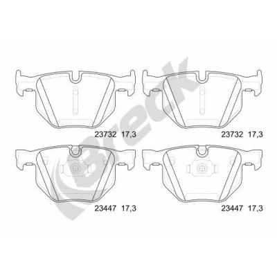Image of 2413040, 2413041, 2475045, 34212413040, 34212413041 Brake pad set BRECK 23447 00 554 10 prepared for wear indicator BMW: X5, X6