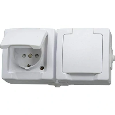 Image of Kopp 137002003 2 Way Socket Surface Mounted Wet Room, Arctic, Steckdose fach waager