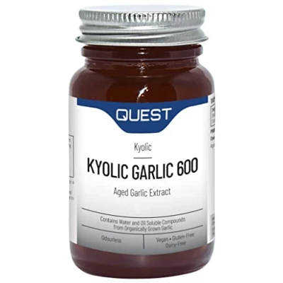 Image of Quest Kyolic Garlic 90 Tablets 600mg High Strength Odourless Aged Extract for Heart, Liver &amp; Immune Function. Daily Supplement, Improve Circulation, Detox Immunity (Pack of 2)