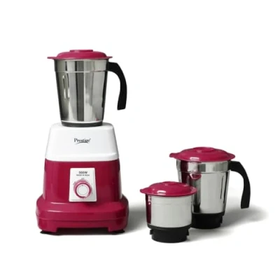 Image of Prestige 500 Watts Orion Mixer Grinder with 3 Stainless Steel Jars 2 years warranty Red &amp; White