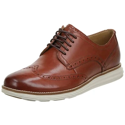 Image of Cole Haan Men&#039;s Original Grand Wingtip Oxfords, Brown Woodbury Ivory Tan, 8 UK
