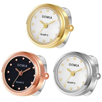 Image of JewelryWe Men Women Novelty Finger Watch Adjustable Ring Round Dial Quartz Rings, for Mothers Day