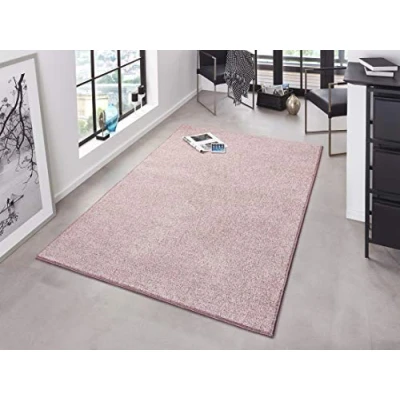 Image of HANSE Home Pure Rug Living Room Dense Short Pile Robust Bedroom Plain Modern for Dining Room, Children&#039;s Hallway, Bedroom, Kitchen Pink, 80 x 150 cm
