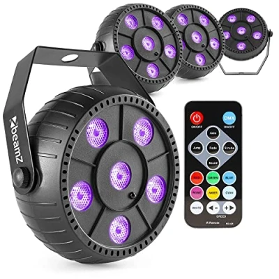 Image of BeamZ PLP14 Wireless PAR Light 6X 1W UV LED Party Lighting Package (x4) Battery Powered
