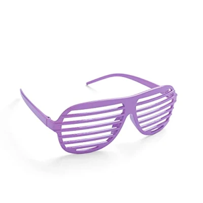 Image of Komonee Violet Shutter Shades Fun Novelty Plastic Party Retro Fancy Dress Costume Prop Rave Club Eyewear Disco Adults 80&#039;s Sunglasses