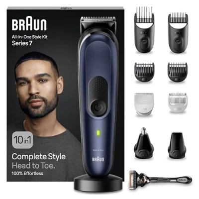 Image of Braun All in One Style Kit Series 7 MGK7410, Beard Trimmer Men Rechargeable, 10 1 for Hair Clippers Cordless, Men, and Trimmers Manscaping