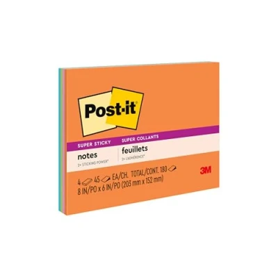Image of 3M 6845 SSP self Adhesive Note Paper Rectangle Multicolor 45 Sheets