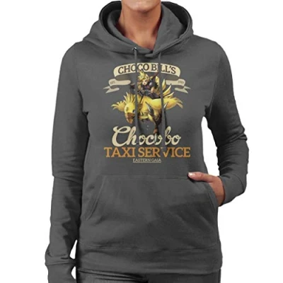 Image of Chocobo Taxi Service Final Fantasy VII Women&#039;s Hooded Sweatshirt Charcoal