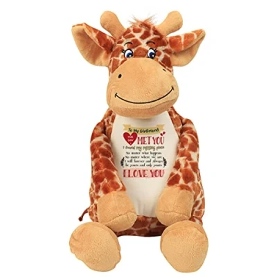 Image of To My Girlfriend The day I Met You Valentines Birthday Anniversary Soft Toys, Teddy Bear. (Giraffe)