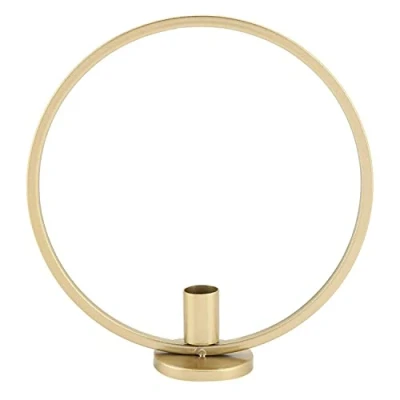 Image of TOPINCN Round Circle Candle Holder Iron Candlestick Craft Desk for Candlelight Dinner Home Decoration (Gold)
