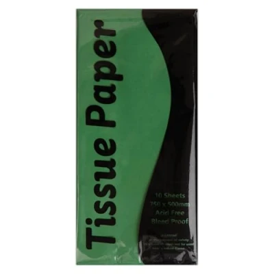 Image of Stephens Tissue Paper, Green, 750 x 500mm (30 20 Inches), 30 Sheets for Christmas Wrapping Craft, Arts, Gift Boxes &amp; Bags, Paper Packaging,