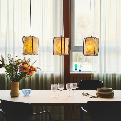 Image of Nordlux Cardine pendant light, 3 bulb, paper, metal