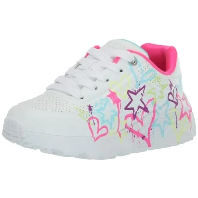 Image of Skechers UNO LITE Trainers White/neon multicoloured for kids, Size: 10K, multi coloured Pu